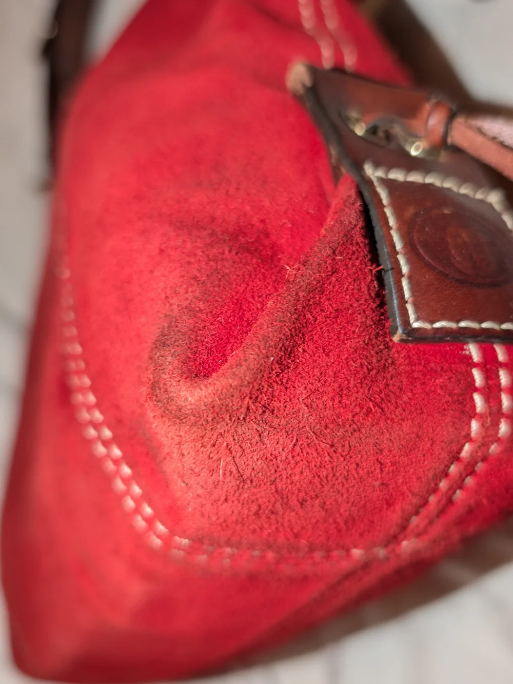 Dooney & Bourke Suede Hobo Bag Red GUC